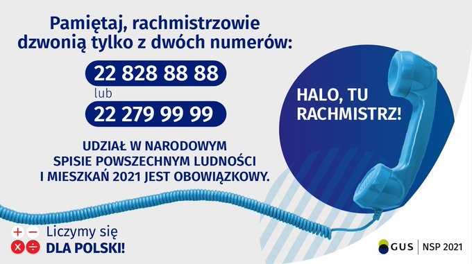 Pamiętaj, że rachmistrzowie dzwonią tylko z dwóch numerów: 22 828 88 88 lub 22 279 99 99 