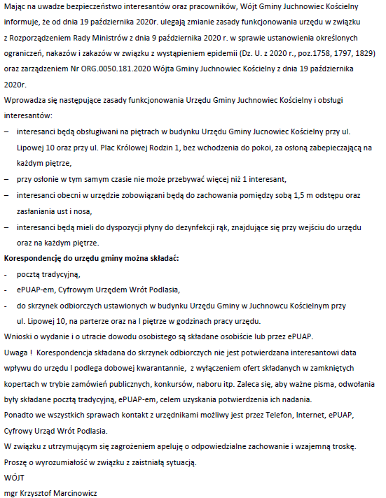 Ogłoszenie Wójta 