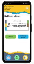 Smartfon z aplikacją KIEDY ŚMIECI